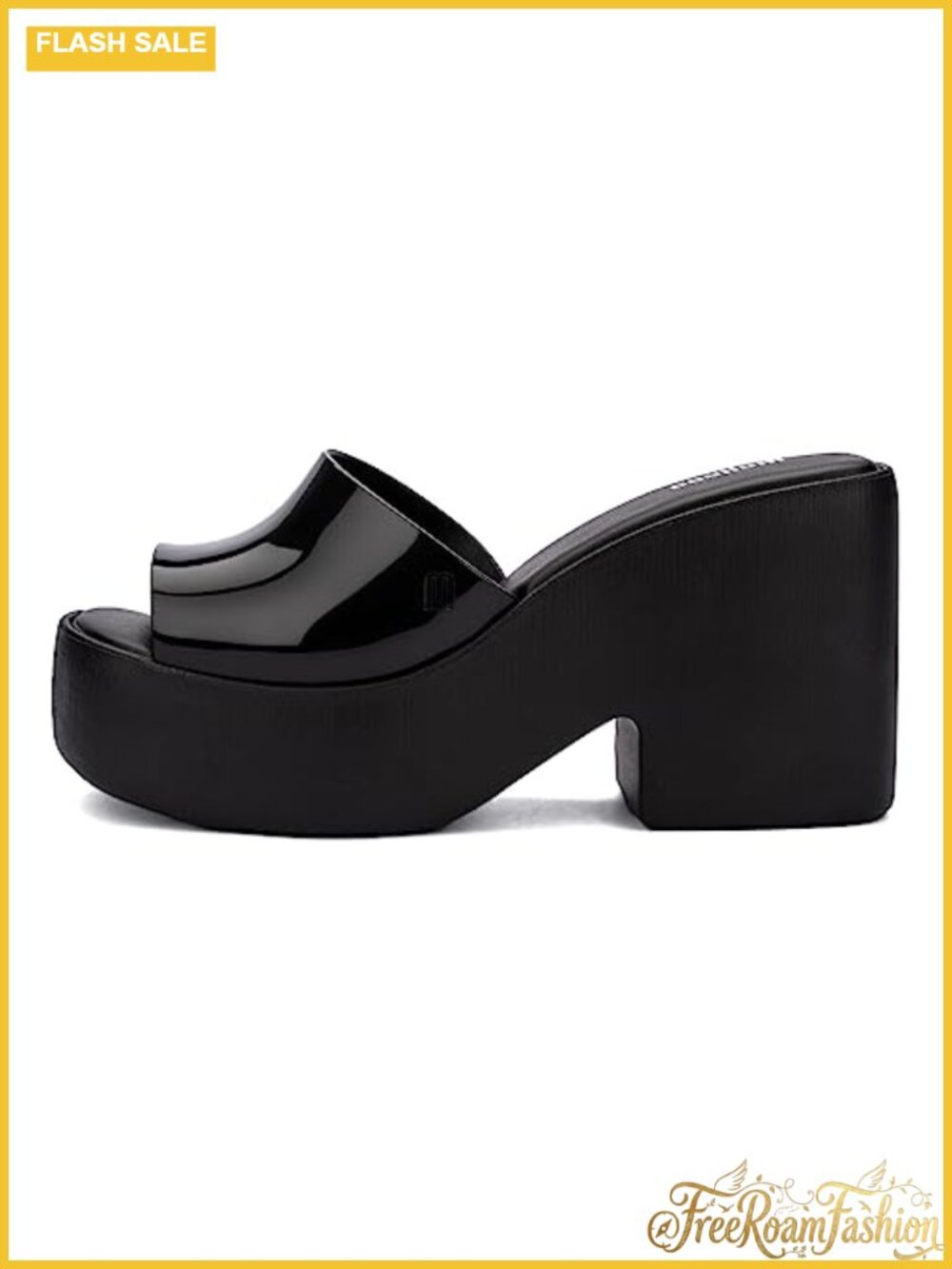 Platform Jelly Heels Slip On Ankle Strap EVA Sole Vegan Women's